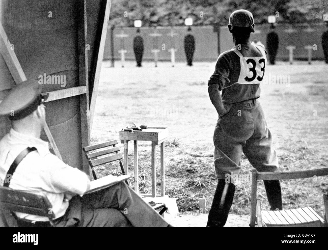 Gold medallist Wiliam Grut of Sweden pictured during the shooting, in which he placed fifth Stock Photo