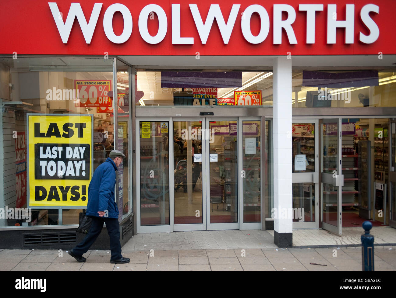 General view of a Woolworths store in Dewsbury, which is due to close later today, along with a