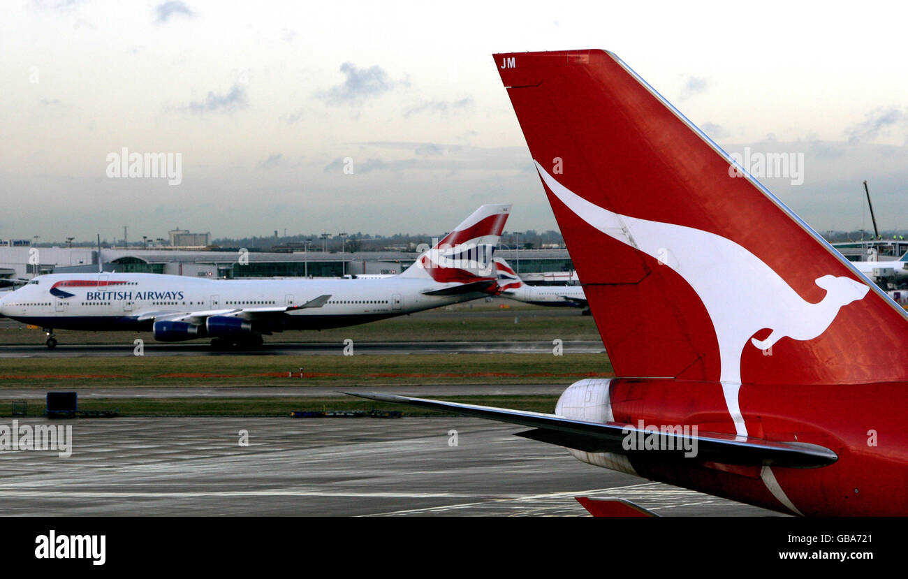 Qantas and BA planes sit at Terminal 4 of Heathrow Airport as a giant new airline could be