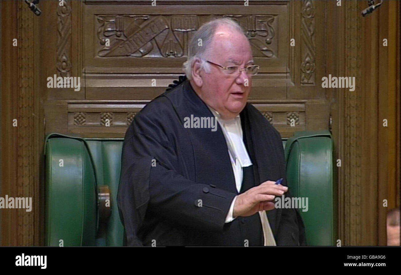 Commons Speaker Michael Martin during Prime Minister's Questions at the House of Commons, London. Stock Photo