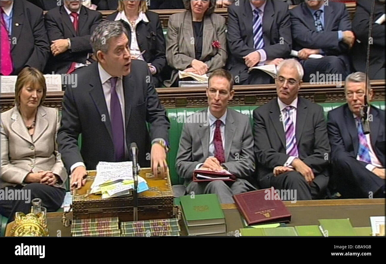 Prime Minister Gordon Brown during Prime Minister's Questions at the House of Commons, London. Stock Photo