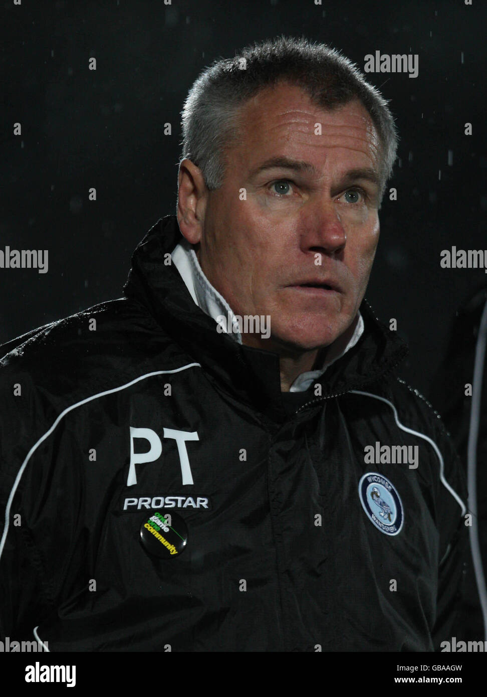 Soccer - Coca-Cola Football League Two - Wycombe Wanderers v Luton Town - Adams Park. Wycombe Wanderers manager Peter Taylor during the Coca-Cola League Two match at Adams Park, High Wycombe. Stock Photo