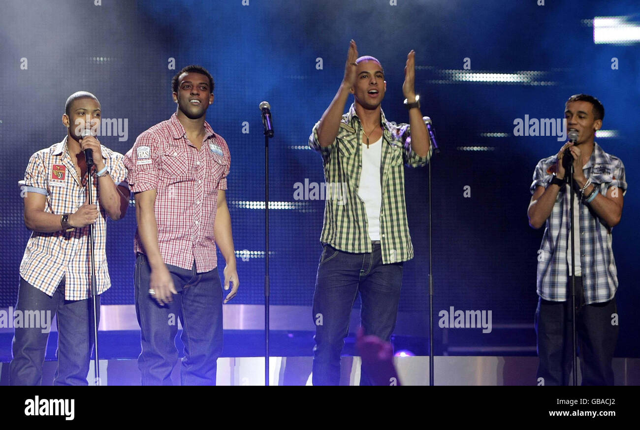 JLS perform during the Cheerios Childline Concert at the O2 in Dublin. Stock Photo