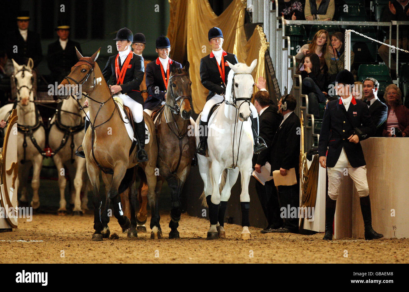 Members of the British Olympic Eventing team parade during the London