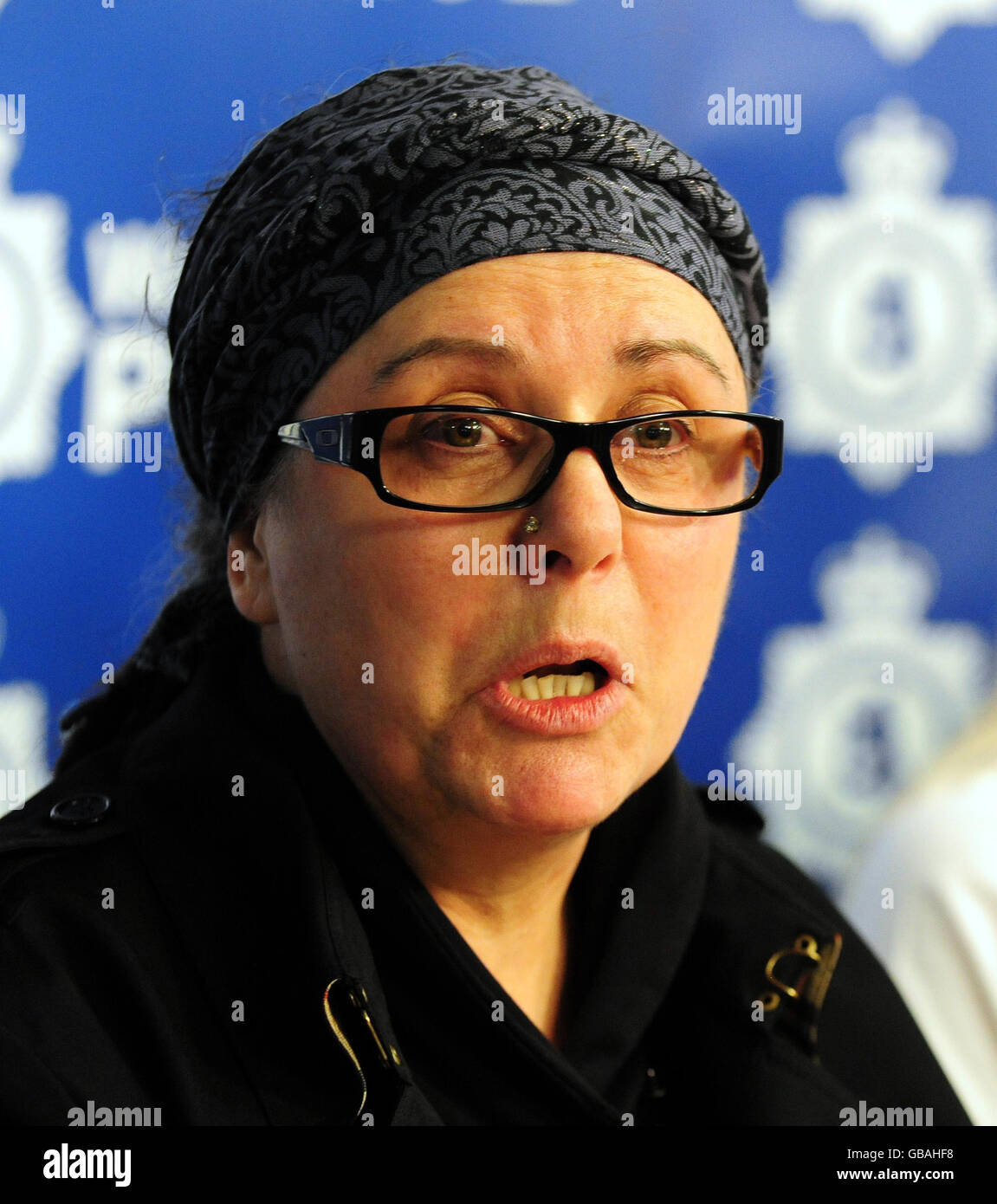 Gerry Tobin's mother Maria Hutton during a press conference in Birmingham. Stock Photo