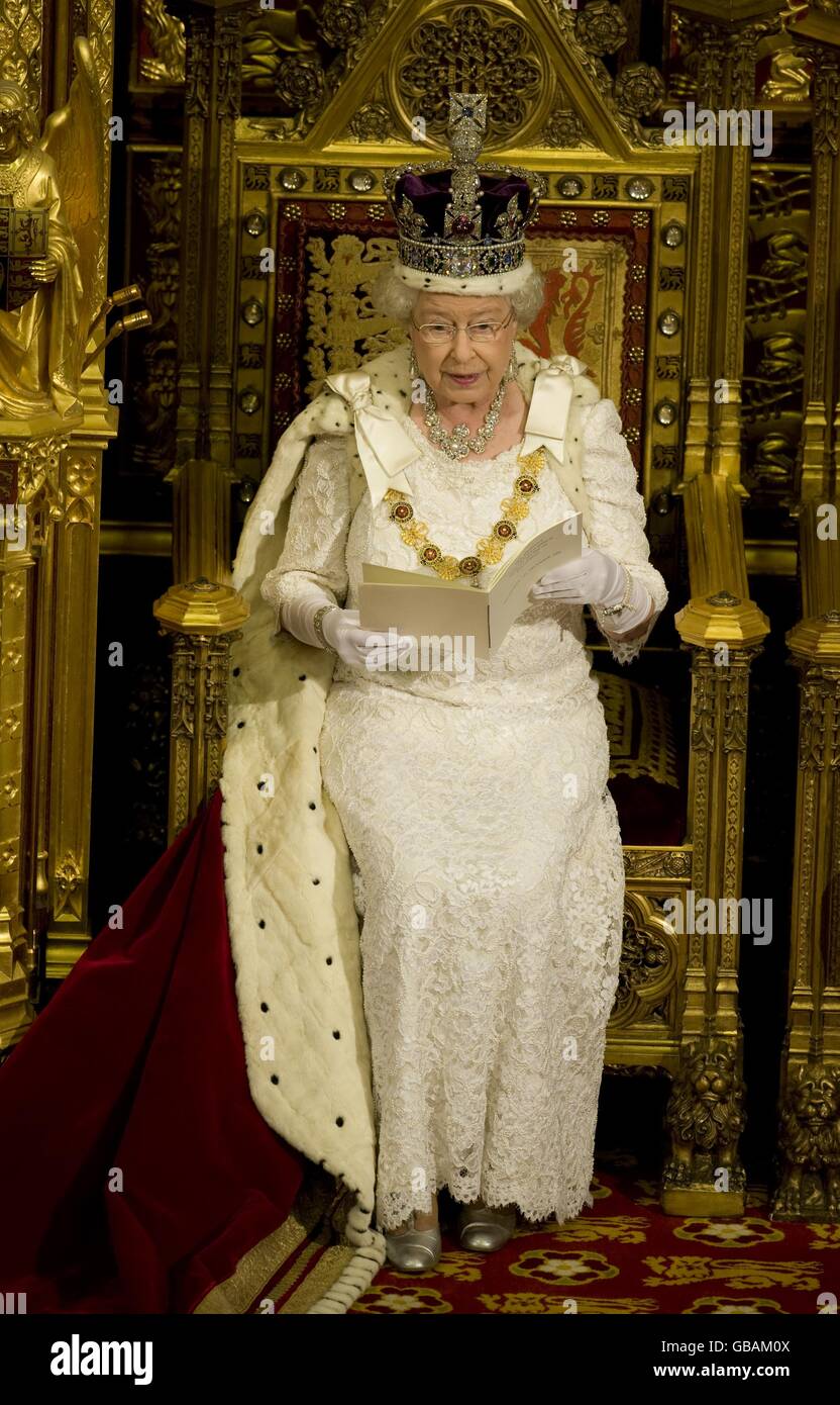 Queen Elizabeth Ii Delivers Her Speech To The House Of Lords At The