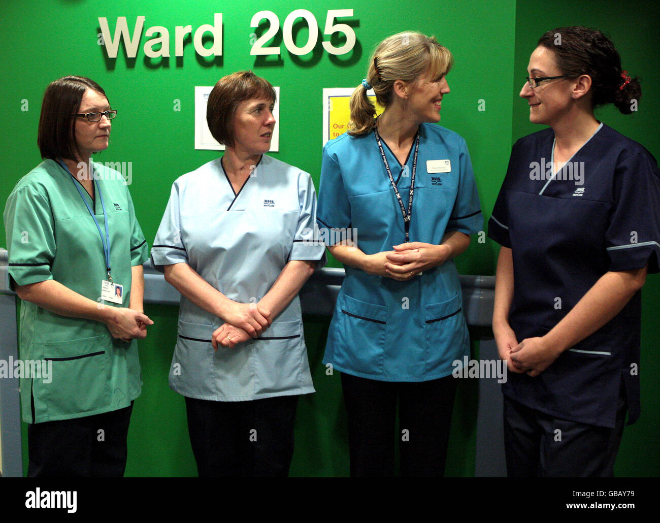 Hospital staff during the unveiling of the new style NHS uniform at the Edinburgh Royal