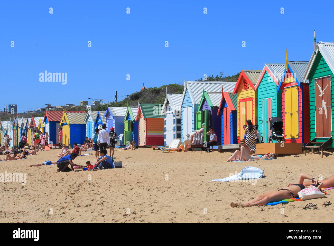 People visit Brighton beach in Melbourne Australia Stock Photo - Alamy