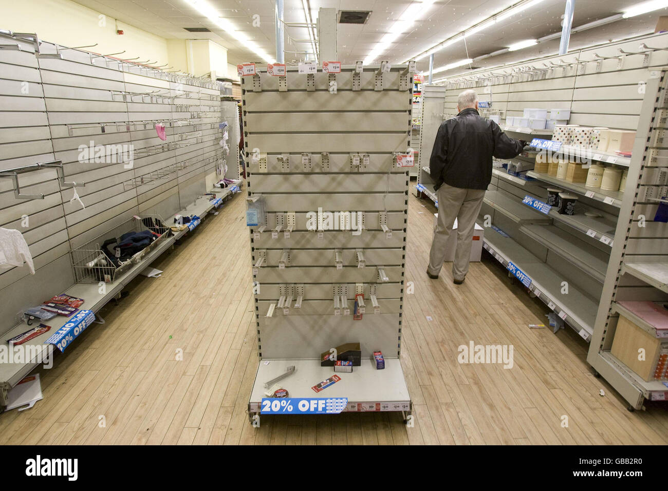 Empty shelves at a woolworths store in camden hires stock photography