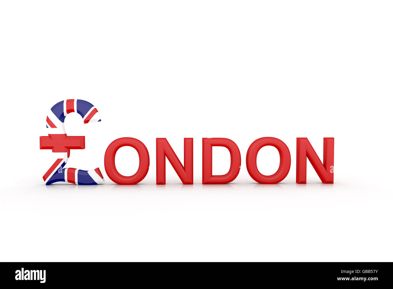 3d illustration Text London with currency symbol Stock Photo