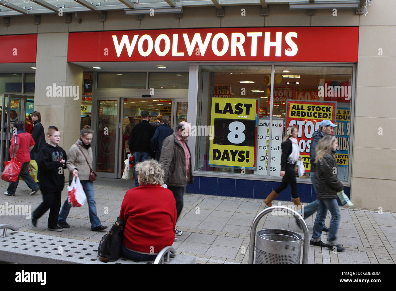 A general view of the Woolworths Store, in Kings Lynn. Vancouver Quarter Shopping Centre 30-36 New Conduit Street, King's Lynn, PE30 1DL. Stock Photo