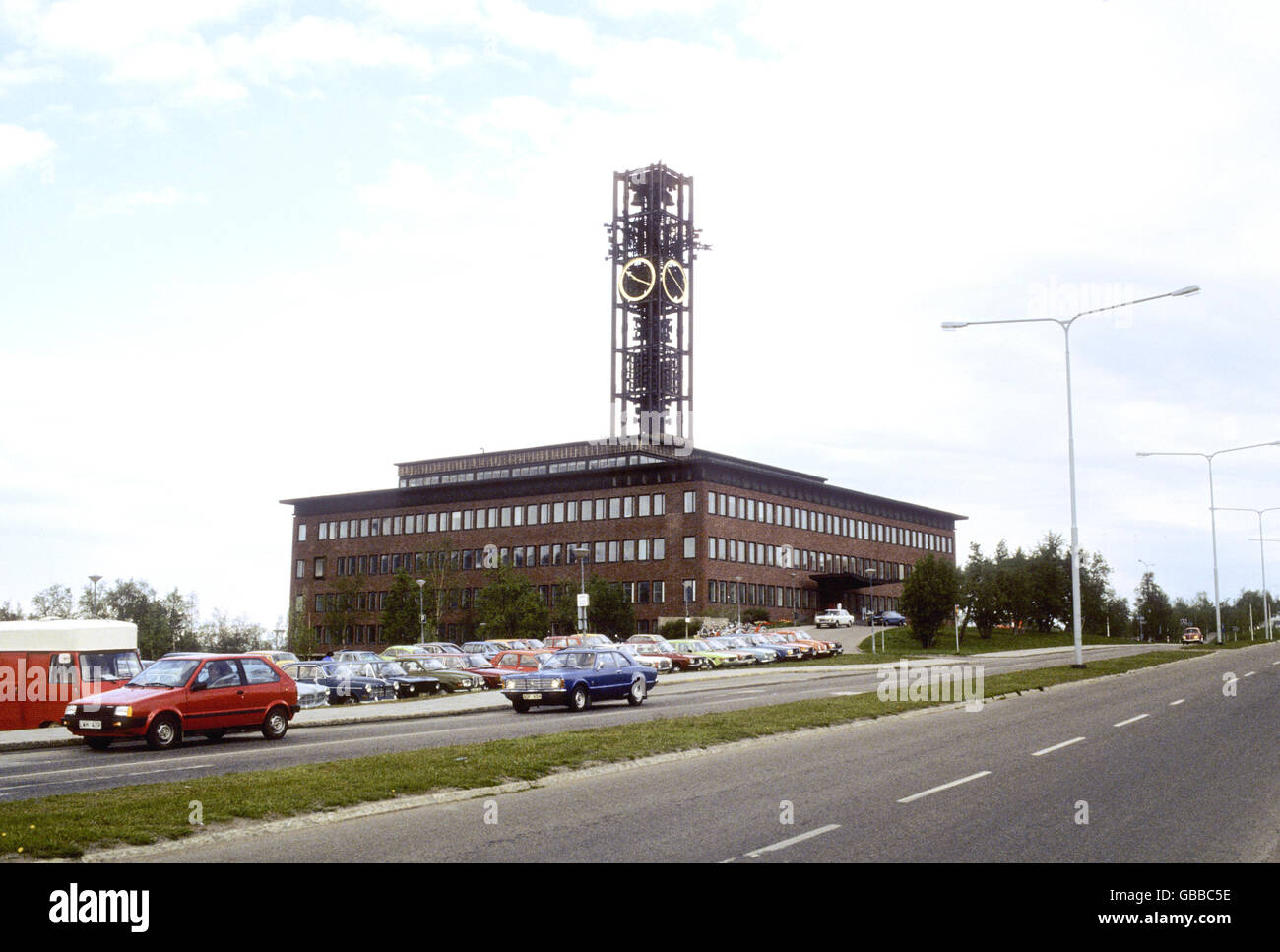 Kiruna City Hall which like the rest of the city should be moved or demolished because of the mining Stock Photo