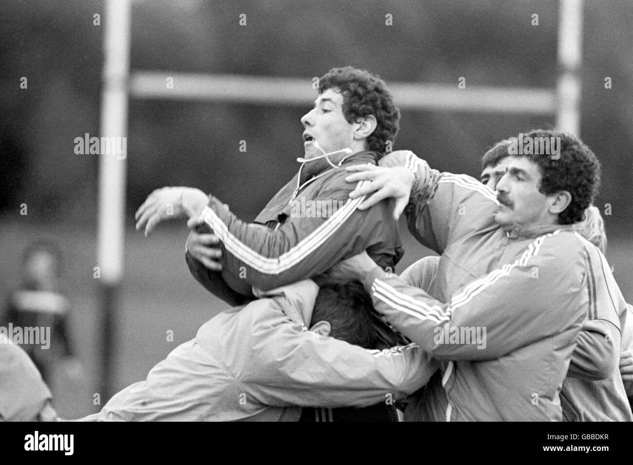 Rugby Union - Five Nations Championship - England v France - France Training. France's Jean Condom (c) in action Stock Photo