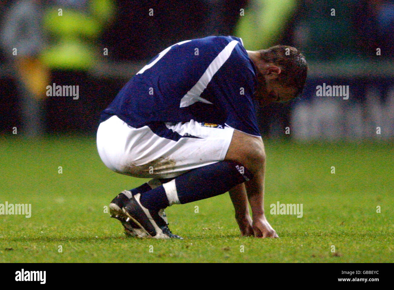 Soccer - European Under 21 Championships 2004 Play Off - Second Leg - Scotland v Croatia. A dejected John Kennedy of Scotland after blazing the ball over the bar Stock Photo