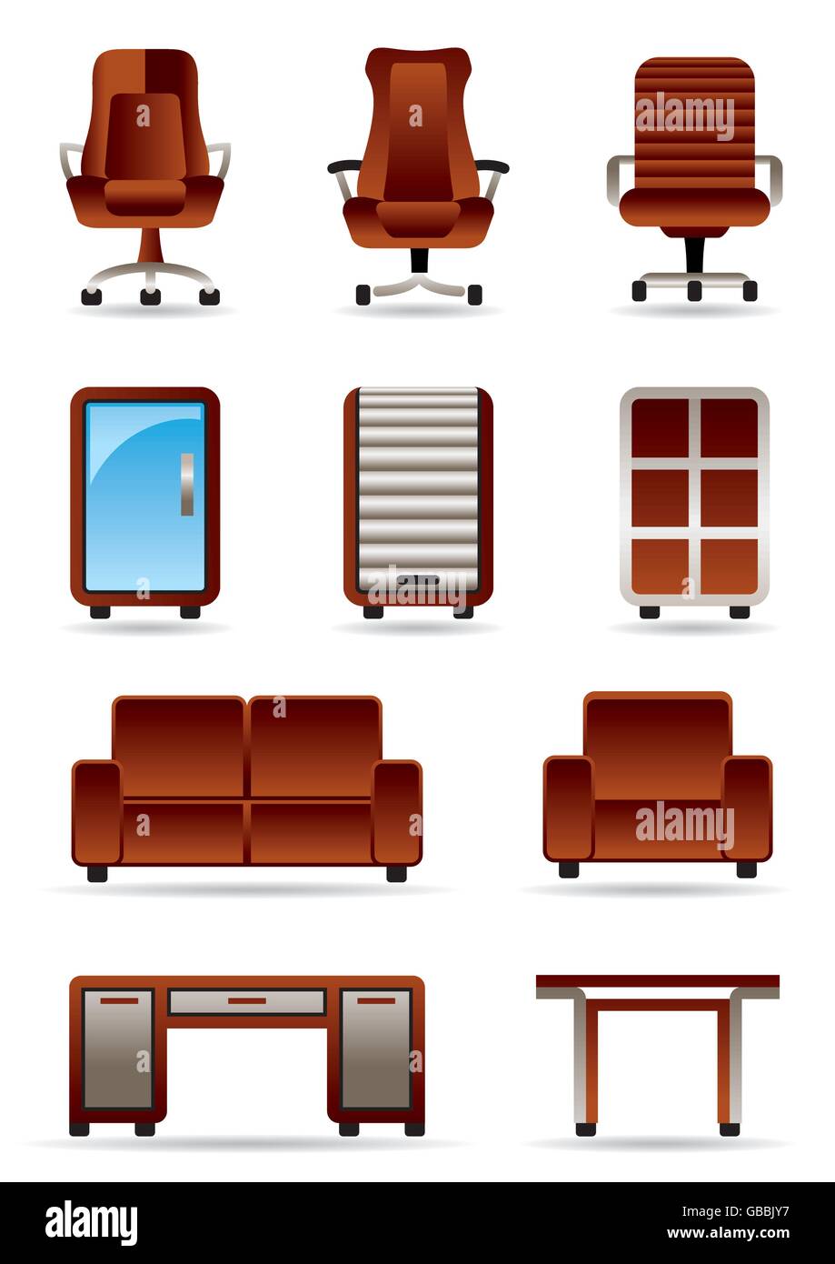 Business office furniture icon set vector illustration Stock Vector