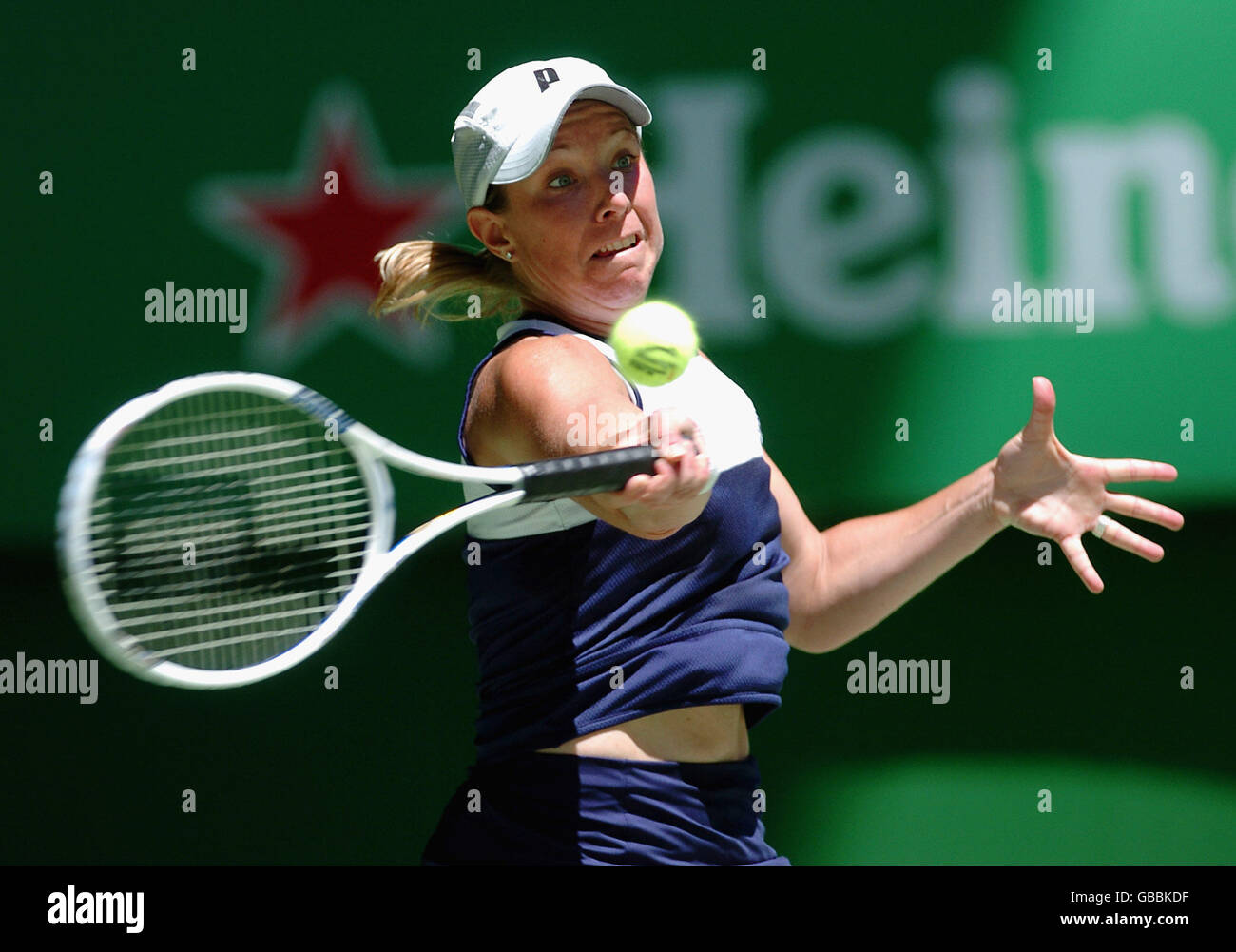 Tennis - Australian Open 2004 - Quarter Final. Lisa Raymond of USA in action against Patty Schnyder of Switzerland Stock Photo