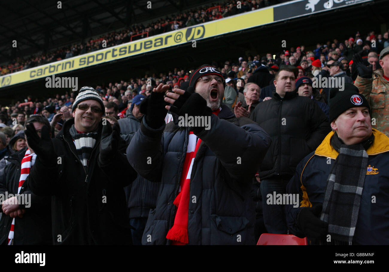 Charlton Athletic Fans during the Coca-Cola Championship match at The Valley, Charlton. Stock Photo