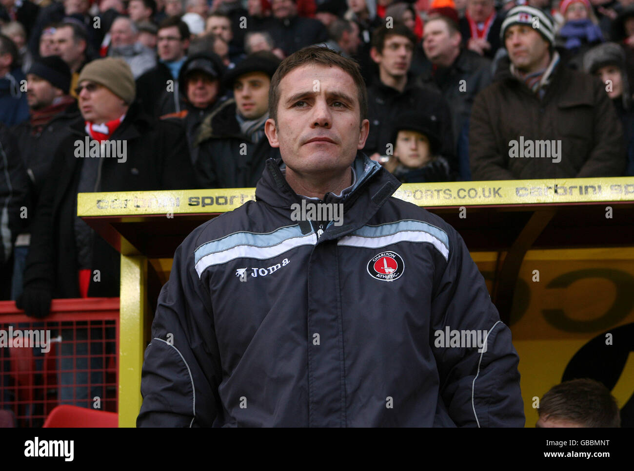 Soccer - Coca-Cola Football League Championship - Charlton Athletic v Nottingham Forest - The Valley. Charlton Athletic's manager Phil Parkinson during the Coca-Cola Championship match at The Valley, Charlton. Stock Photo