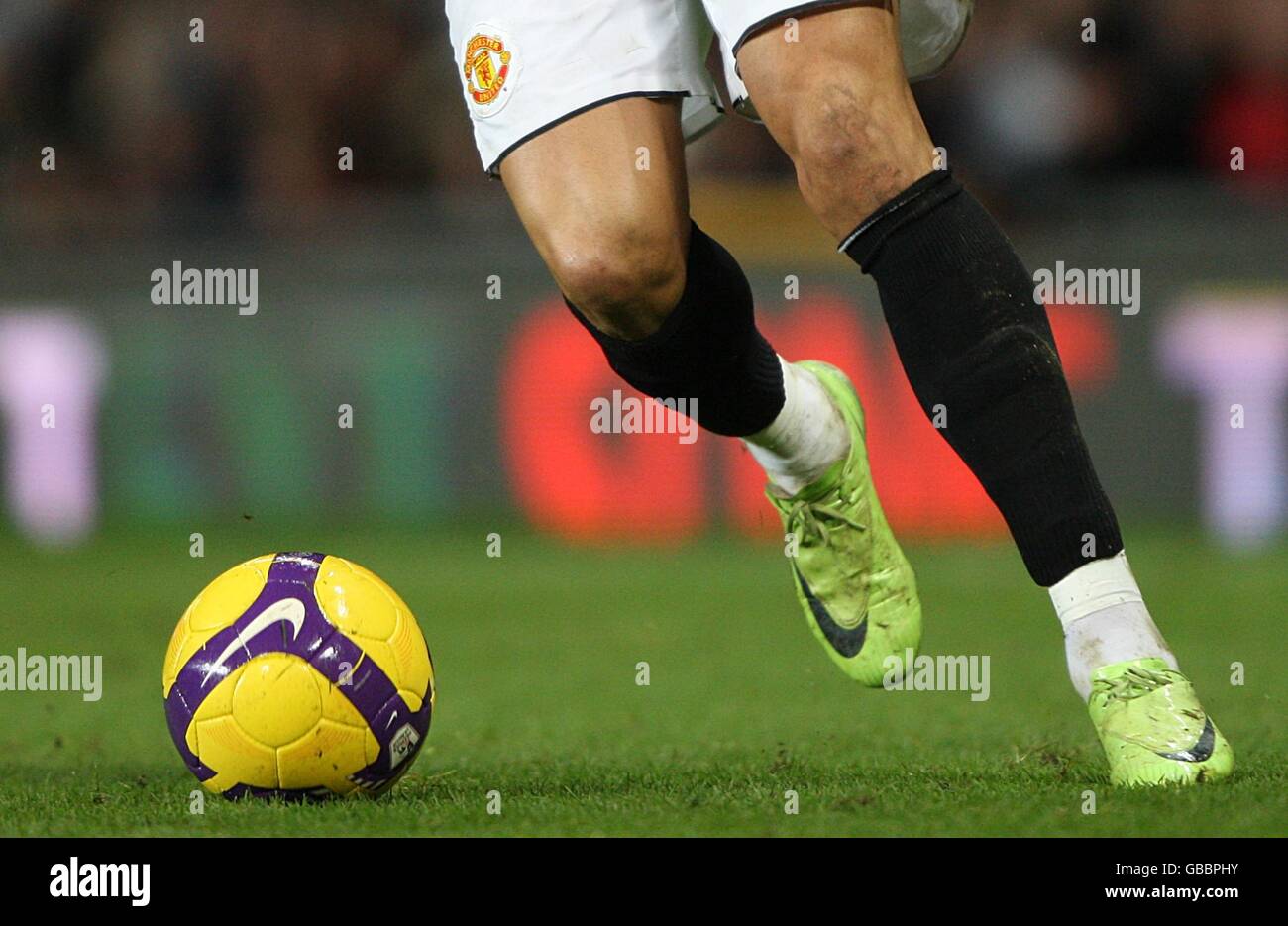 Close up view of Manchester United's Cristiano Ronaldo's green Nike boots  Stock Photo - Alamy