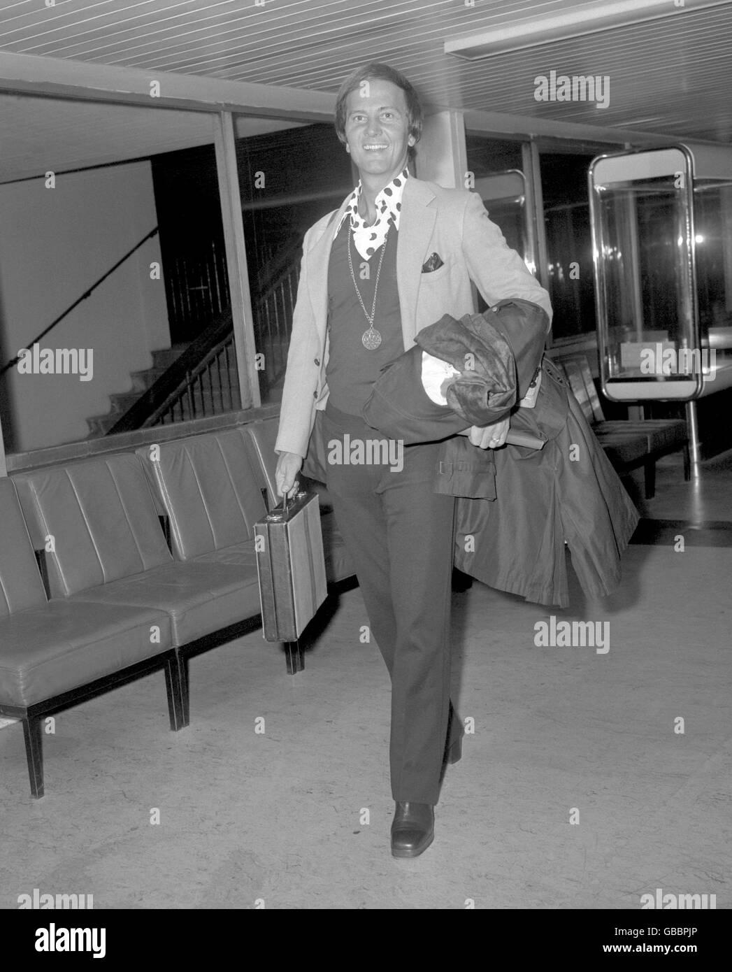 American singer Pat Boone arriving at Heathrow Airport from Los Angeles for a concert at the