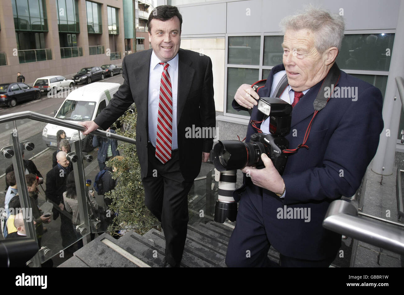 Finance Minister Brian Lenihan arrives at Google headquarters in Dublin, Ireland. Stock Photo