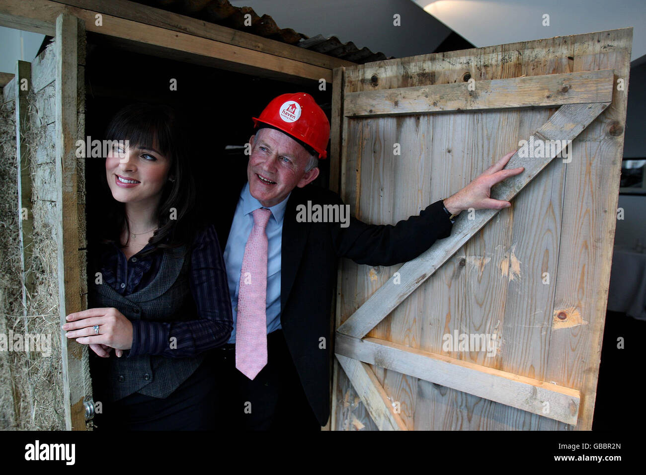TV presenter Grainne Seoige and businessman Leslie Buckley launch the International Association of New Haven to run house building projects in Haiti, at the Volunteering Centre on O'Connell Street in Dublin. Stock Photo