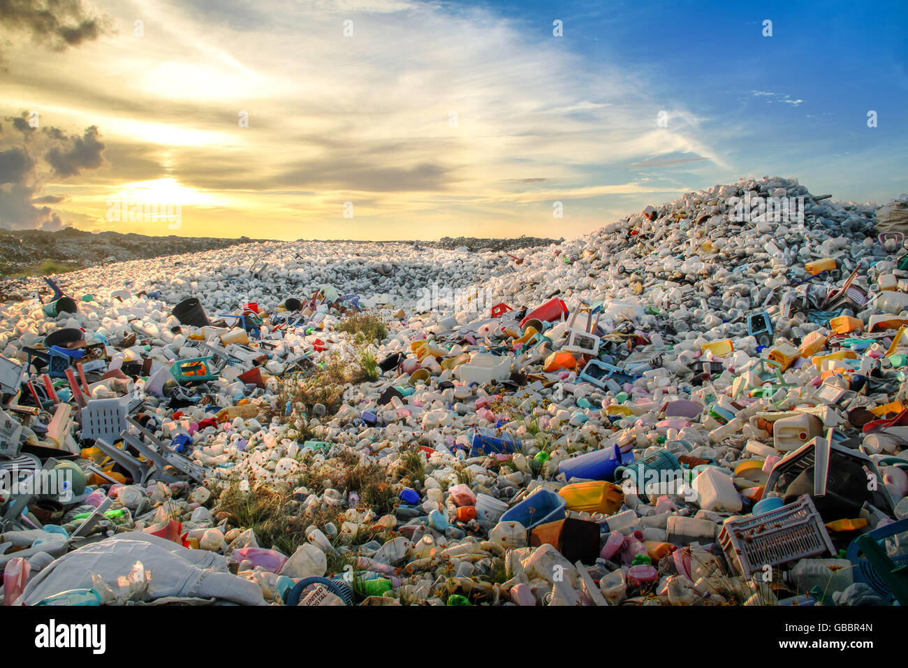 Plastic waste dumping site Stock Photo