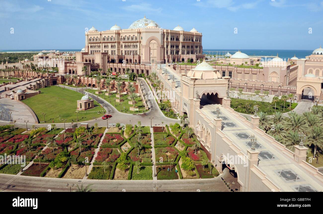 Stock, Dubai. The Emirates Palace Hotel, Abu Dhabi. Stock Photo