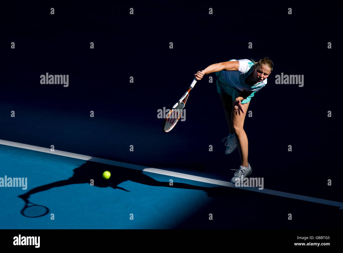 Australia's Jelena Dokic in action during her match against Austria's Tamira Paszek Stock Photo