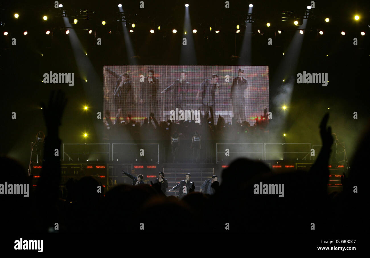 New kids on block perform in concert 02 arena hires stock photography