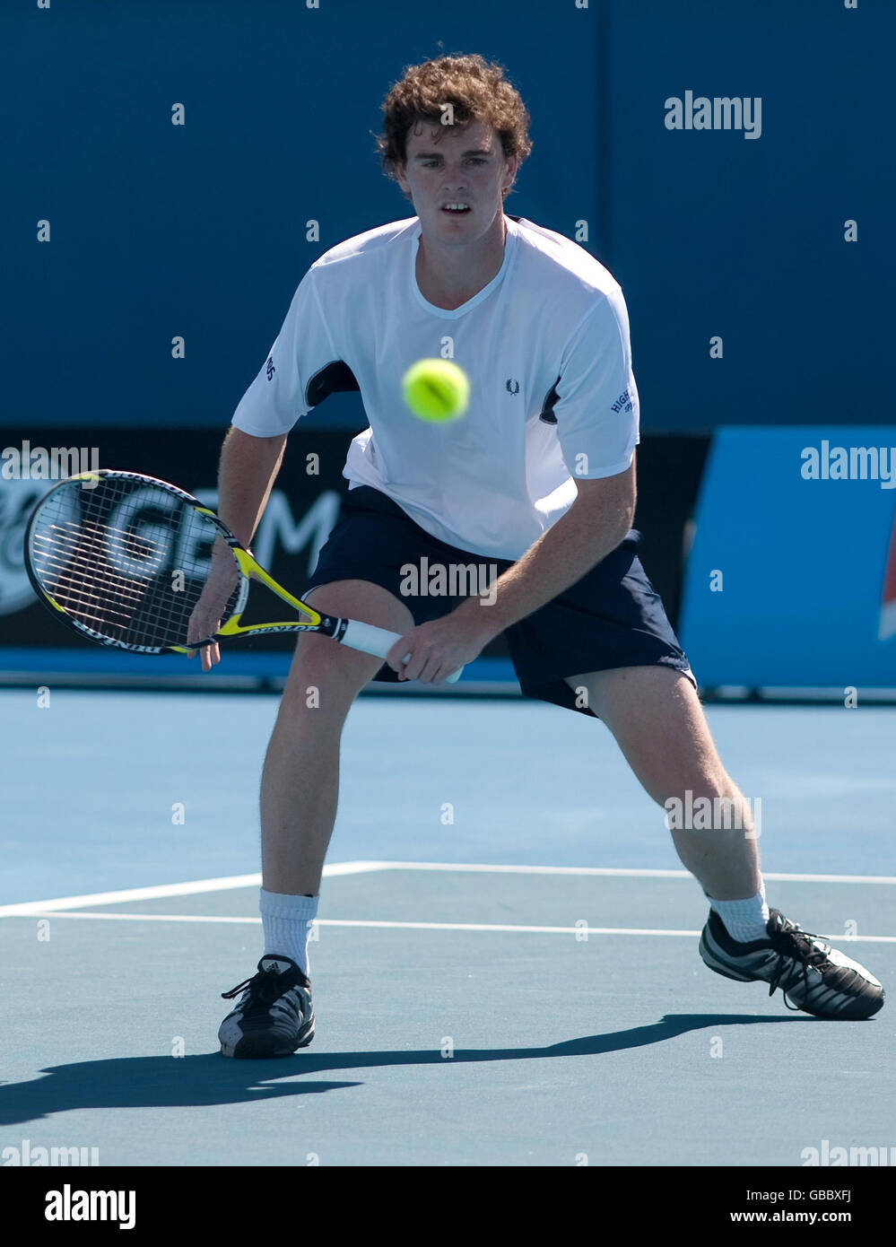 Great Britain's Jamie Murray partners America's Liezel Huber in the mixed doubles against Australia's Sophie Ferguson and Chris Guccione during the Australian Open 2009 at Melbourne Park, Melbourne, Australia. Stock Photo