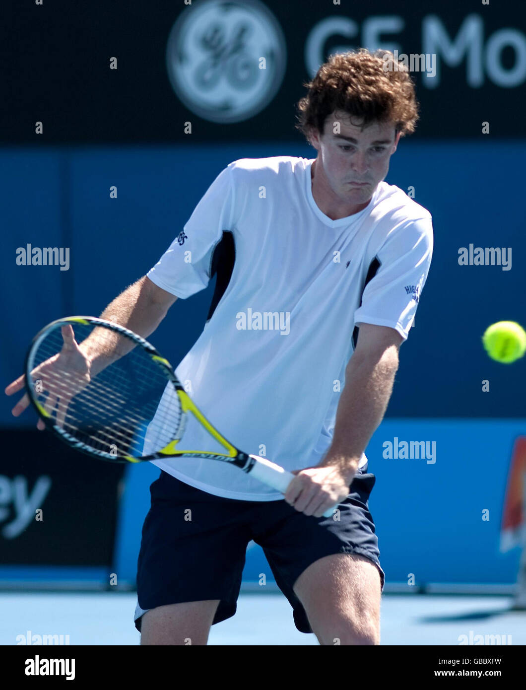 Great Britain's Jamie Murray partners America's Liezel Huber in the mixed doubles against Australia's Sophie Ferguson and Chris Guccione during the Australian Open 2009 at Melbourne Park, Melbourne, Australia. Stock Photo