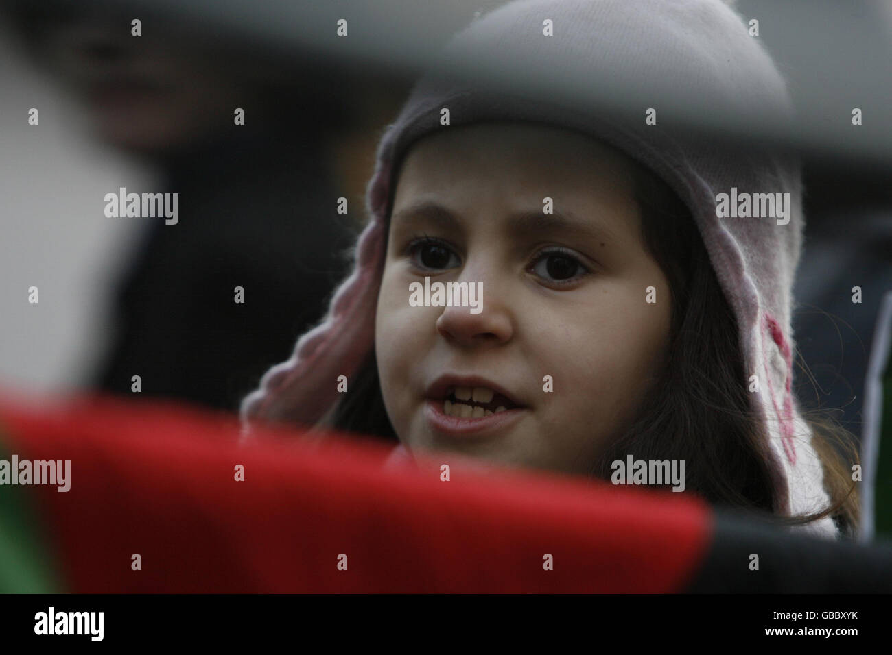 Palestinian protest against Israeli air strikes Stock Photo