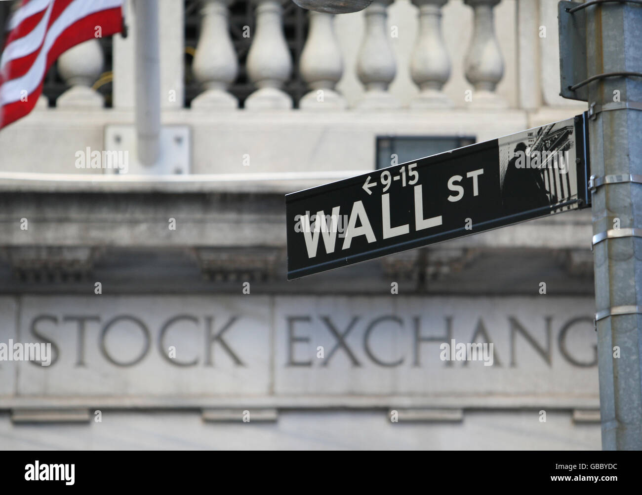 A Wall Street sign outside the New York Stock Exchange Stock Photo - Alamy