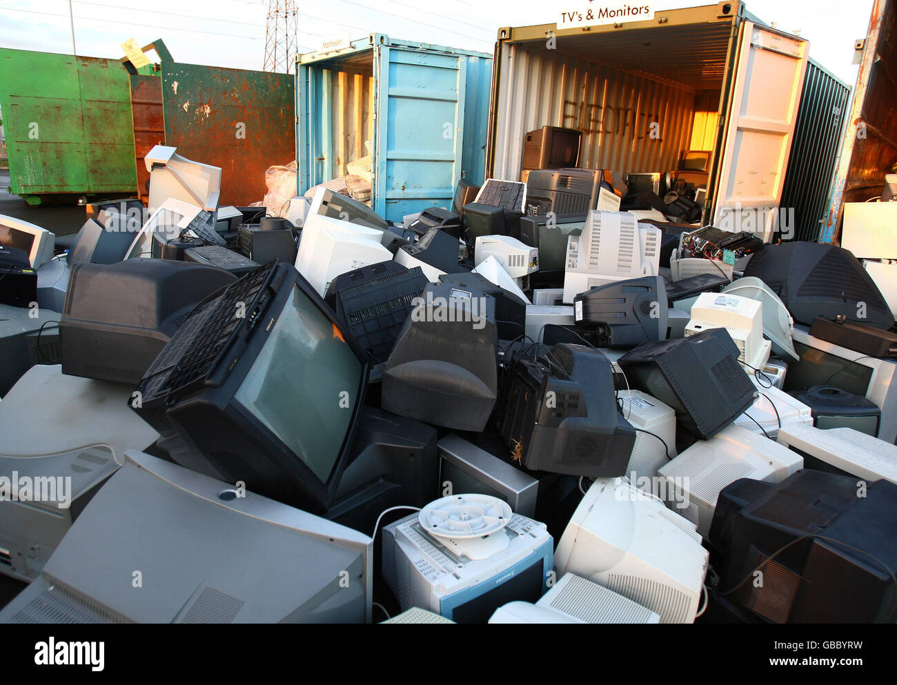 Televisions are recycled at Polmaise recycling plant in Stirling, after