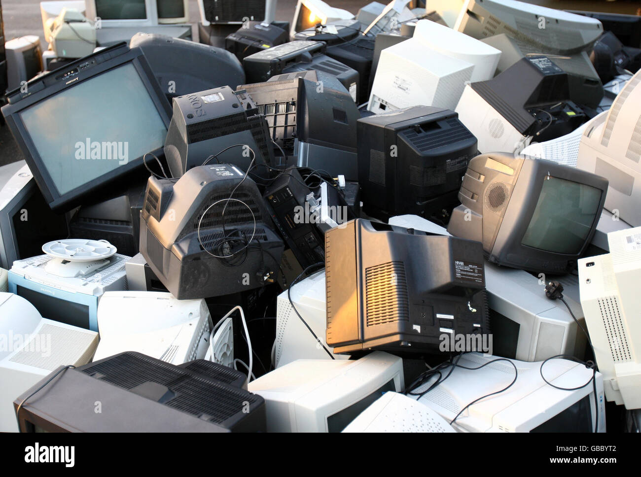 Televisions are recycled at Polmaise recycling plant in Stirling, after