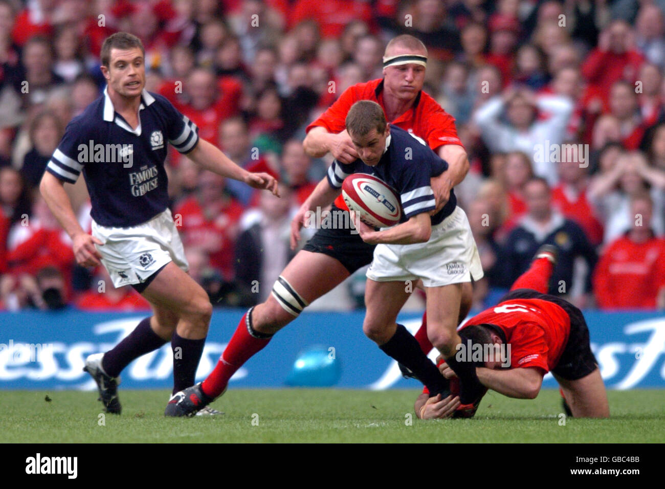 Brent Cockbain (Celtic Warriors) holds the ball as he is challeged during  the Celtic League match against Munster at Pontpridd Stock Photo - Alamy