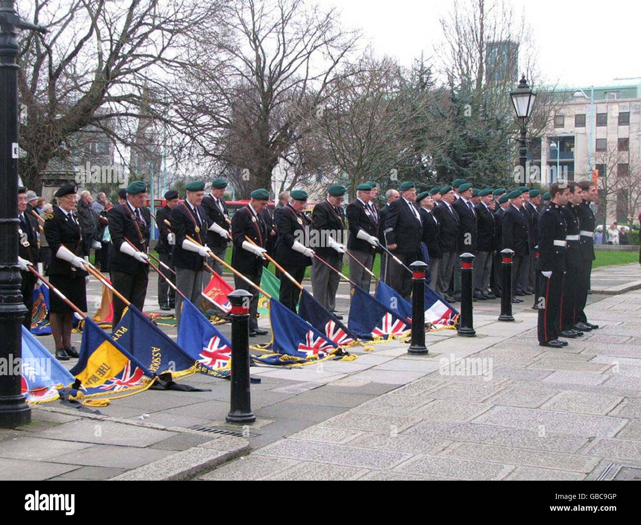 Standard bearers at the funeral service of Marine Travis Mackin,at St
