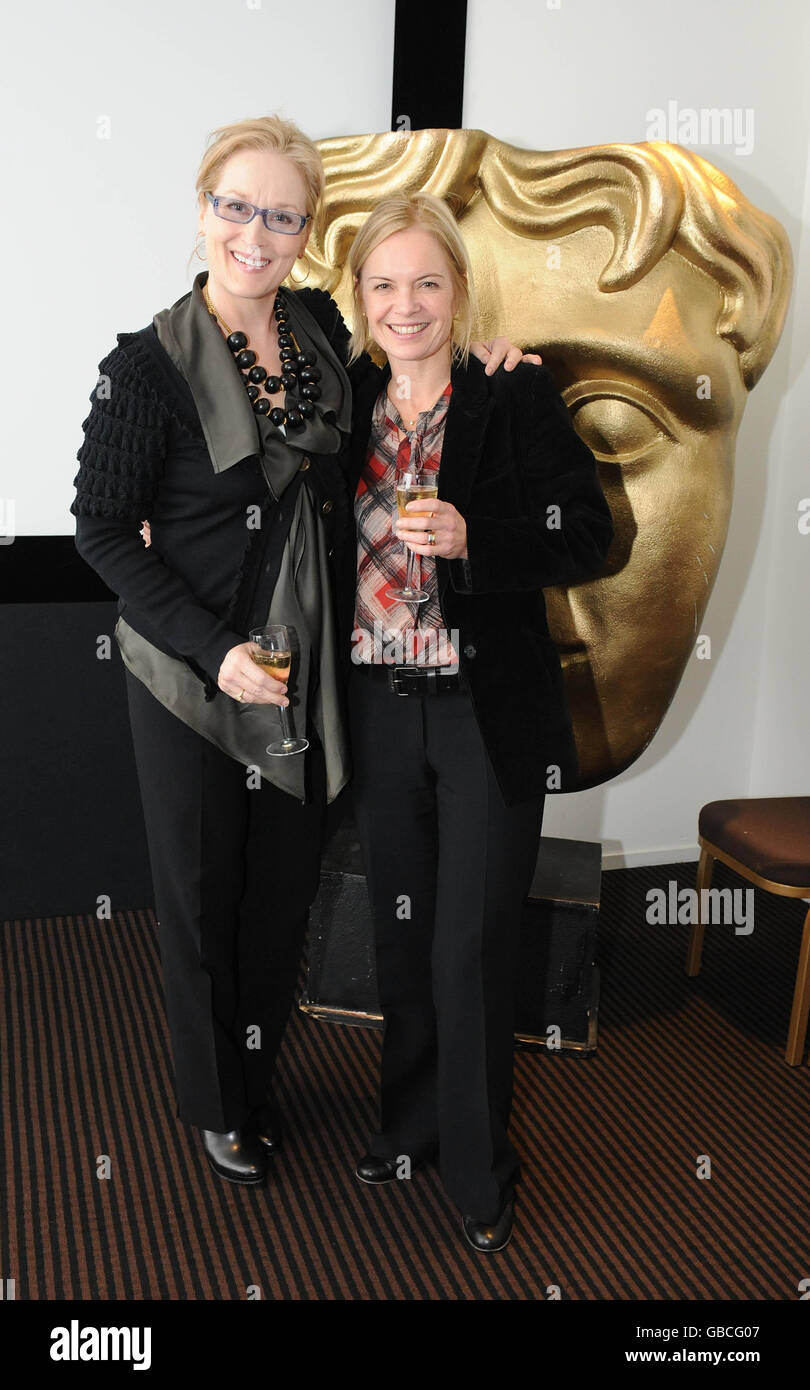 Meryl Streep (Left) and Mariella Frostrup at BAFTA: A Life in Pictures - Meryl Streep, where Streep discussed her career and held a question and answer session. The event was held at Bafta in London. Stock Photo
