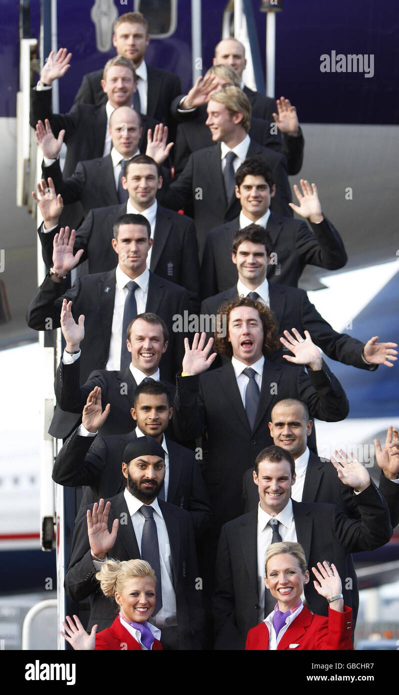 Cricket - England Leave For West Indies - Gatwick Airport Stock Photo