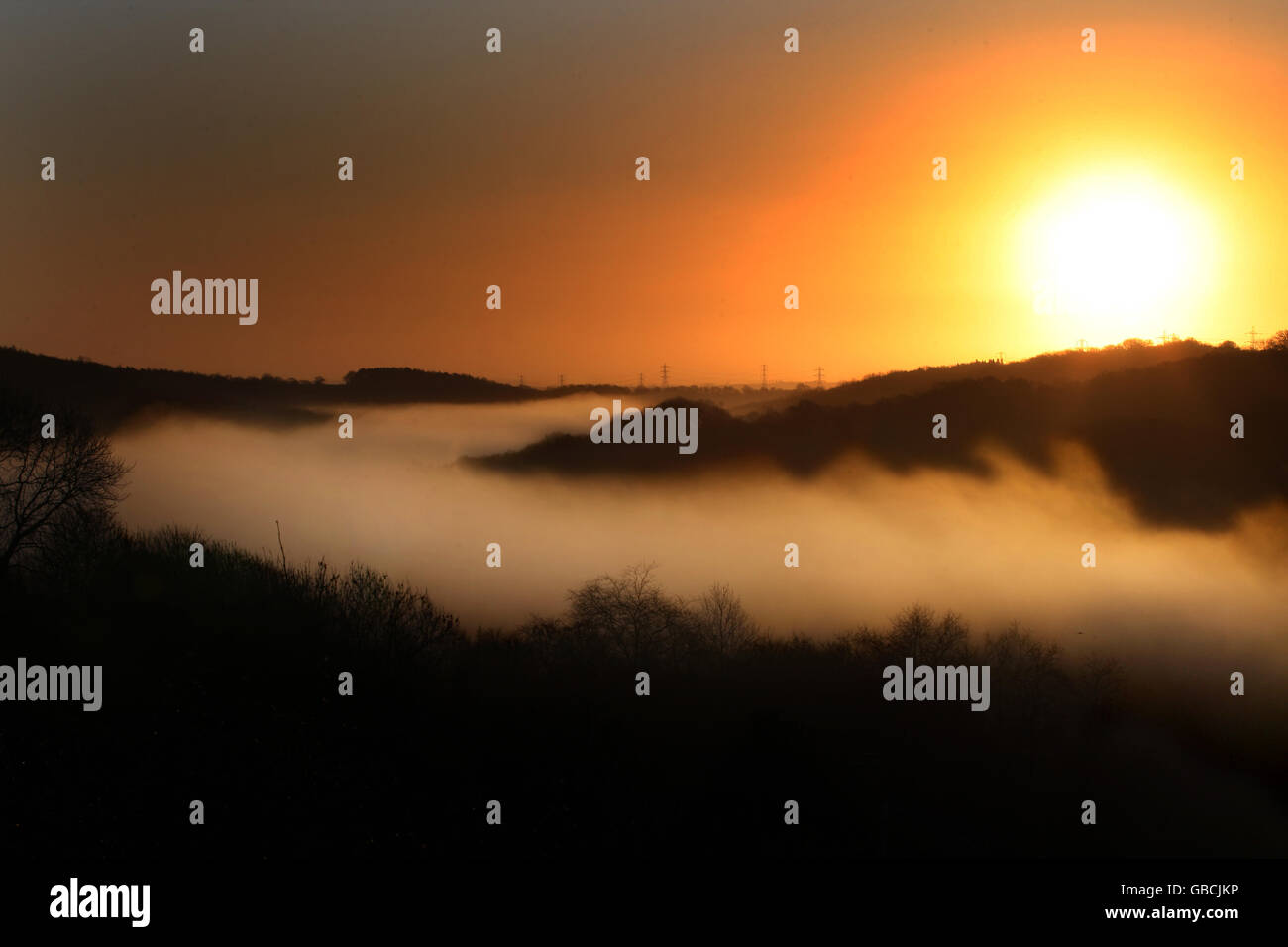 Weather Winter Scene River Severn Ironbridge, Shropshire Stock