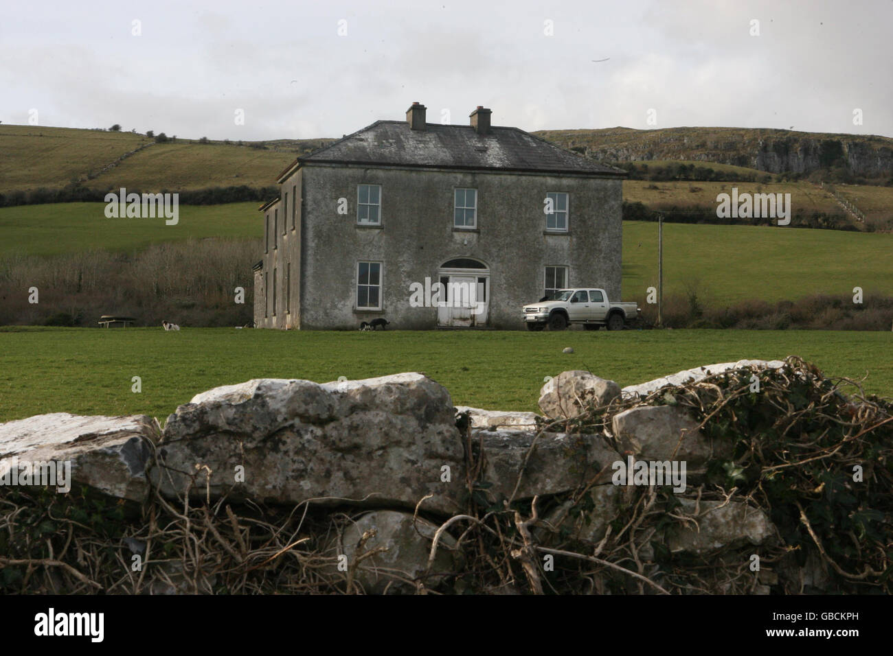 Photo dated 27/02/08 of a general view of the iconic grey-stone house in the heart of the Burren, the real-life owner Patrick McCormack is among 20 farmers selected to look after the area's unique and vital natural habitats. Stock Photo