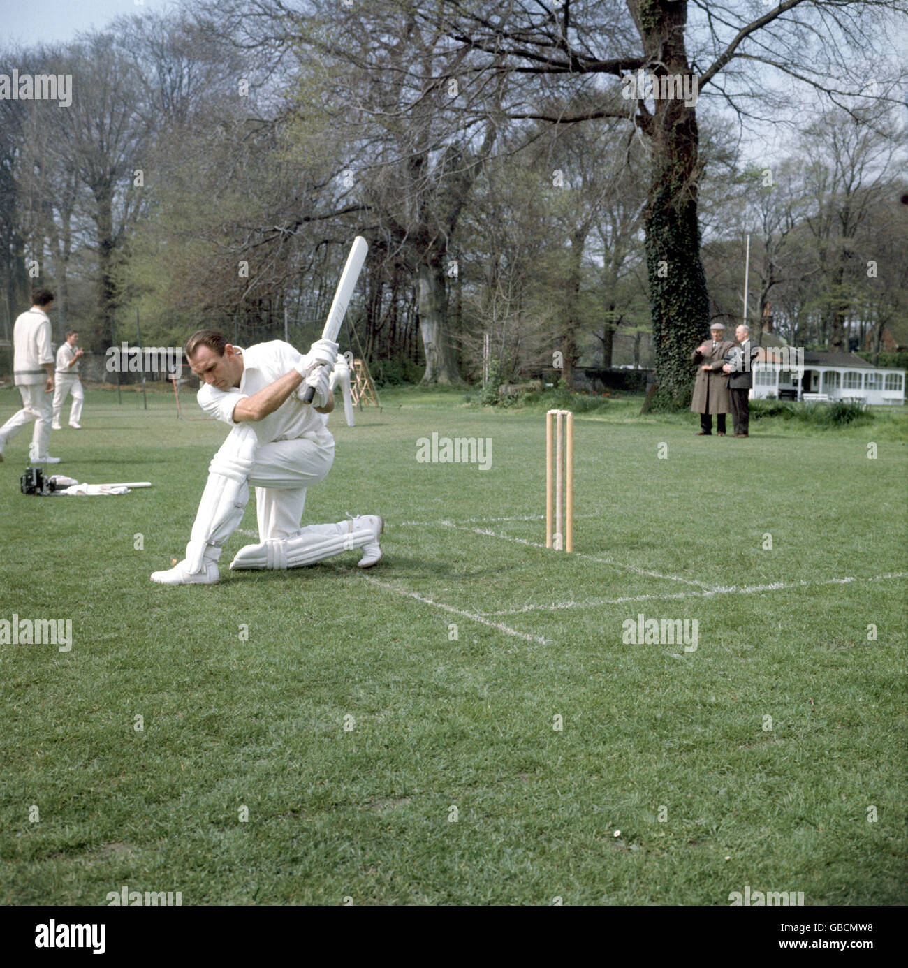 Cricket - Tour Match - Marylebone Cricket Club v New Zealand - Third Day. New Zealand's John Reid warms up Stock Photo