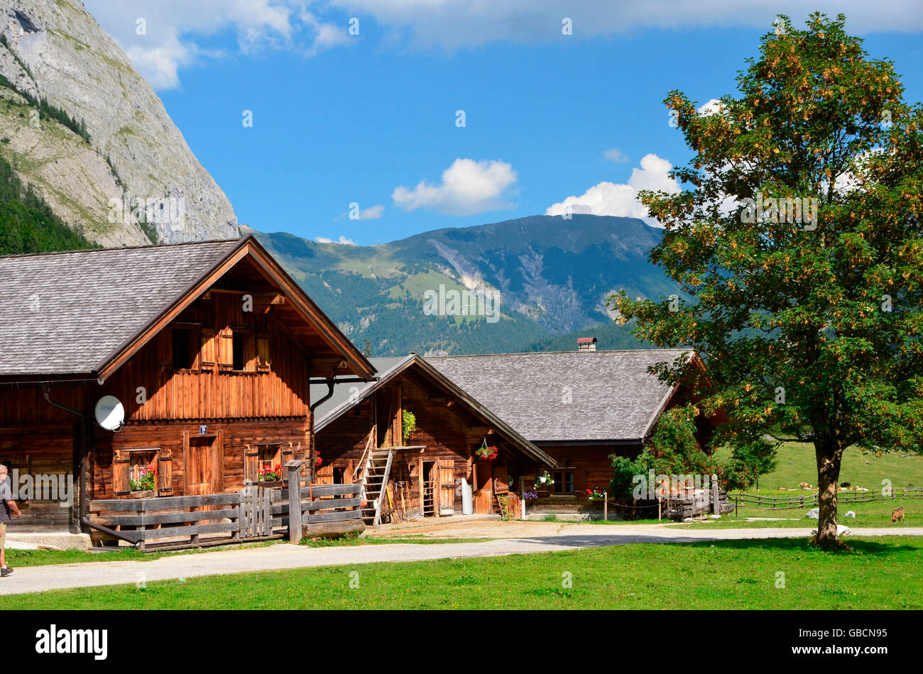 Almdorf, Almhuetten, Eng-Alm, Karwendelgebirge, Tirol, Oesterreich ...