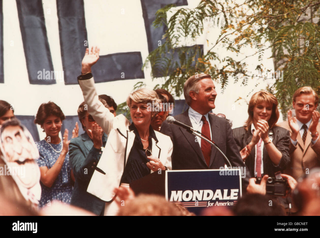 Democratic nominees for President and Vice-President - Walter Mondale (right) and Geraldine Ferraro (left). Stock Photo
