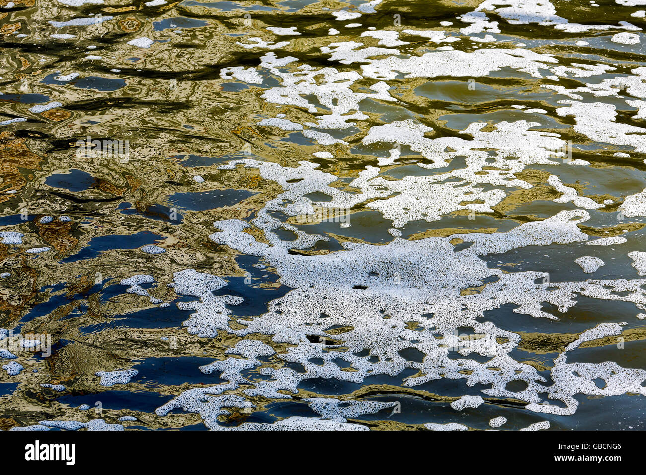 Scum bubbles floating on polluted water surface Stock Photo Alamy