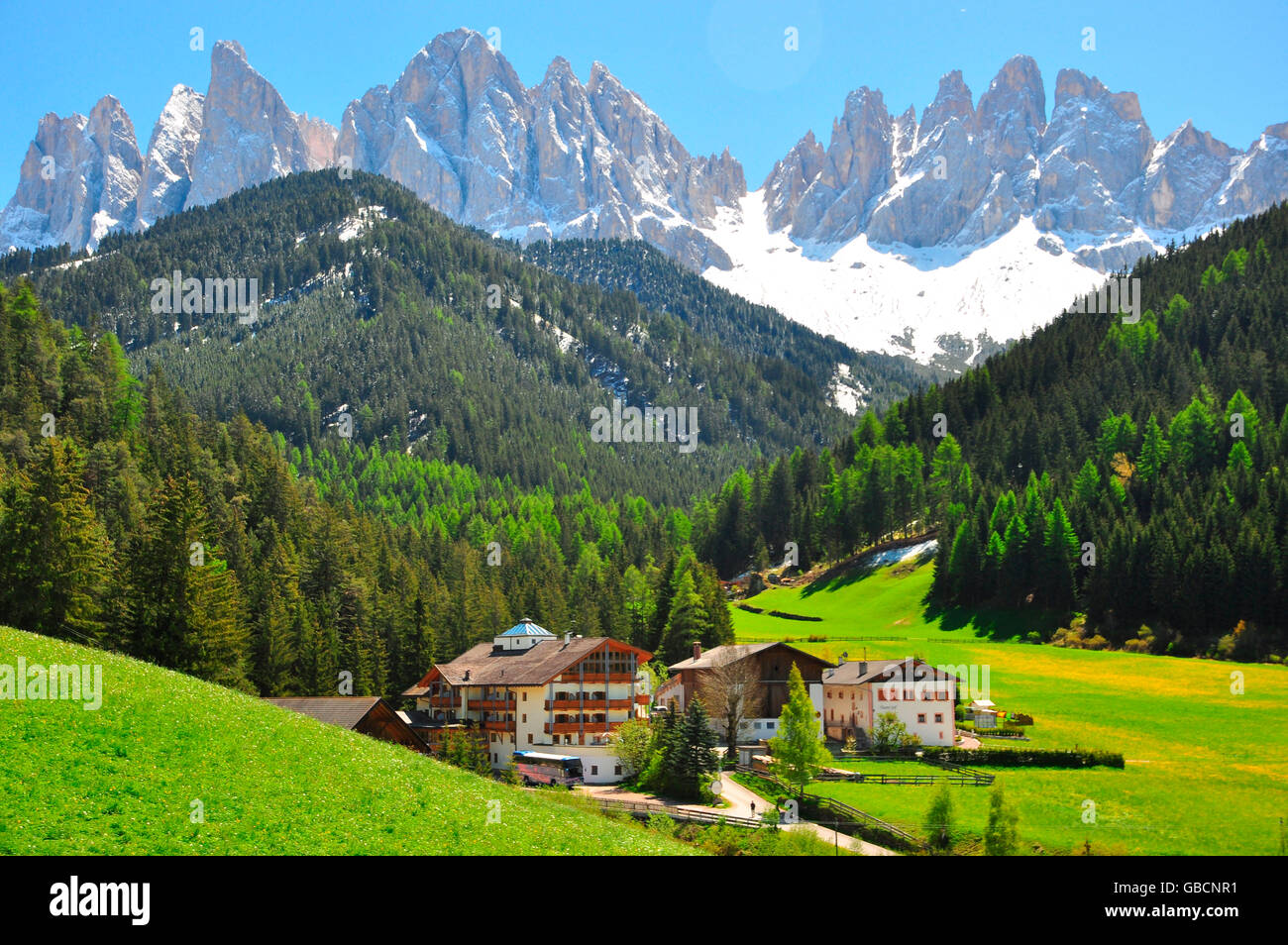Dolomiten, Rosengarten, St. Magdalena, Suedtirol, Italien Stock Photo