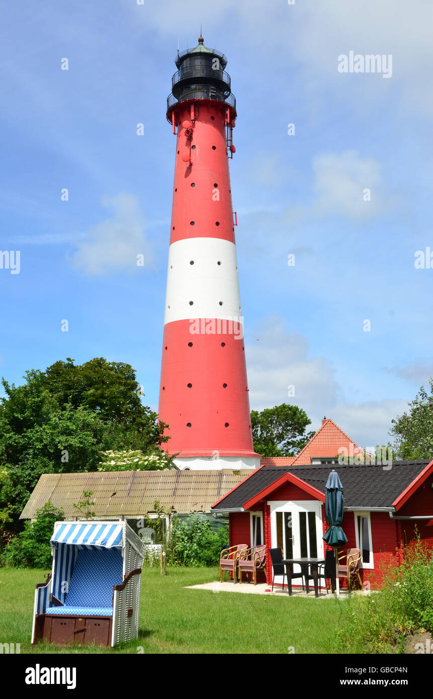 Nordsee, Nordfriesland, Nordseeinsel, Pellworm, Leuchtturm, Leuchtfeuer, Standesamt, Schleswig-Holstein Stock Photo