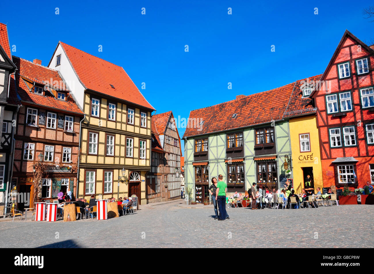 Market square, Quedlinburg, Saxony-Anhalt, Germany Stock Photo
