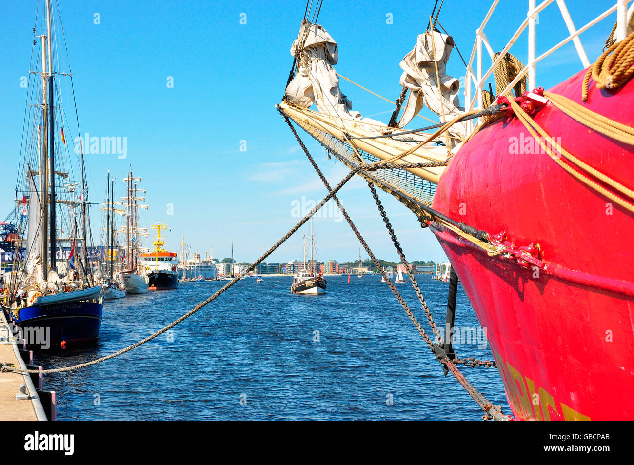 Sea port, shipping pier, wharf, Rostock, Mecklenburg West Pomerania, Germany Stock Photo